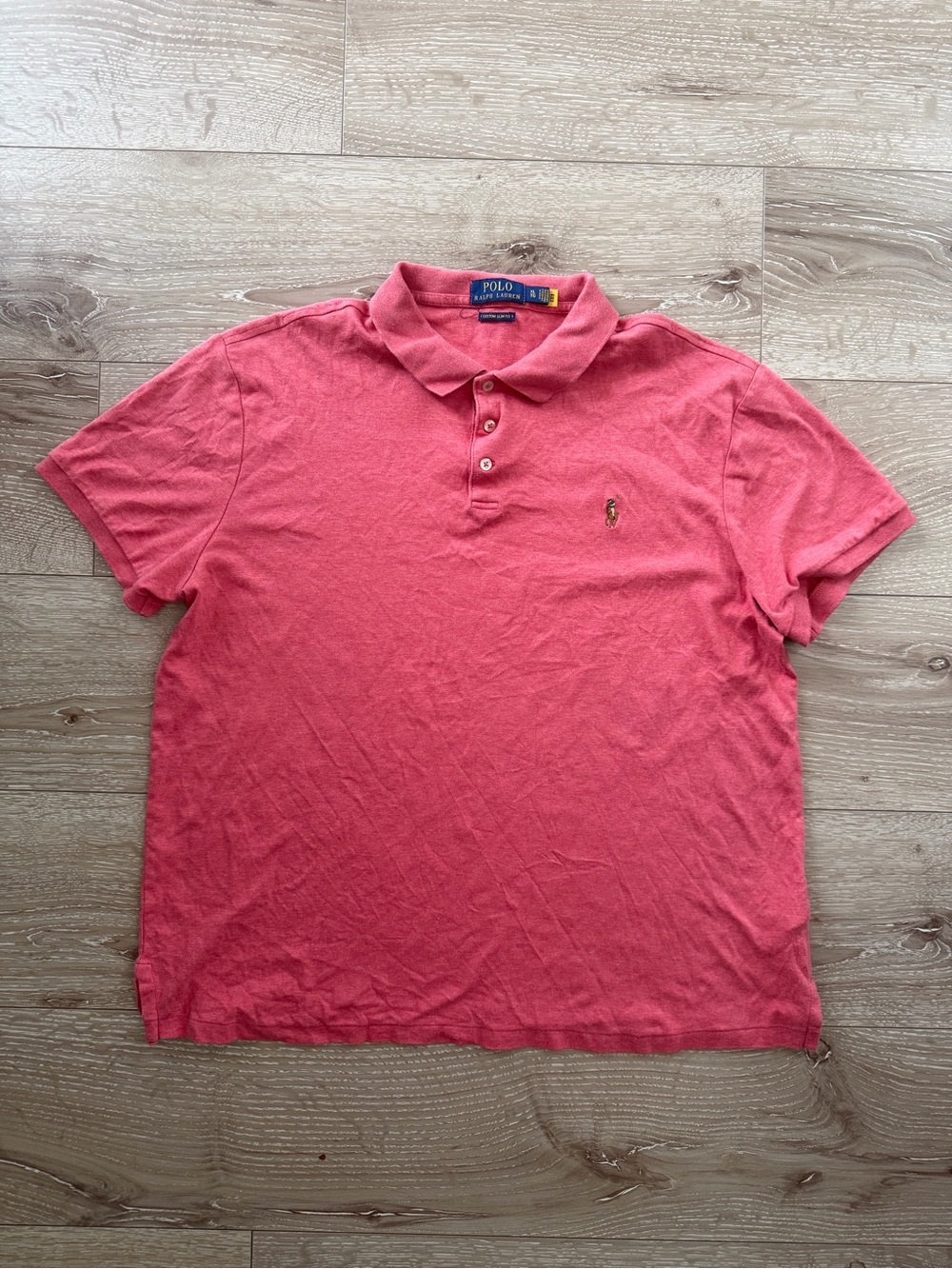 Ralph Lauren Men's Coral Pink Polo Shirt with Embroidered Pony
